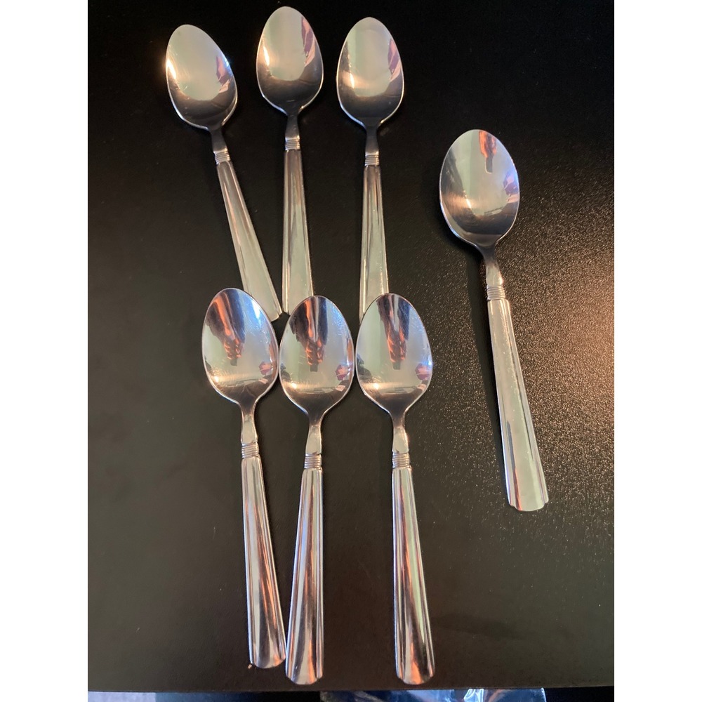 Pfaltzgraff JUNCTION Stainless 6 Teaspoons Soup Spoon Lot 7 Replacement Flatware